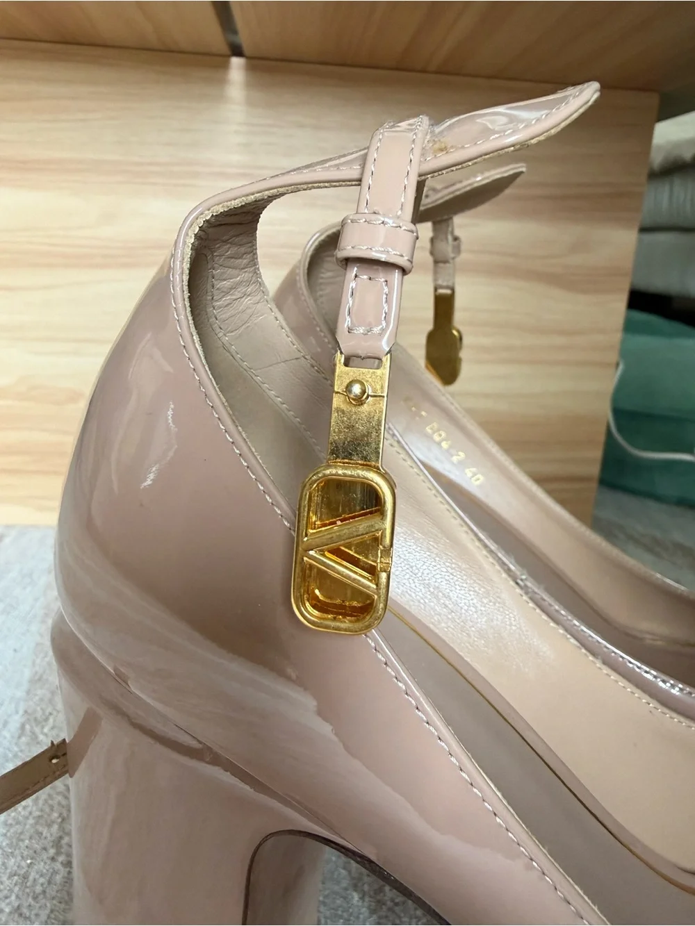 Valentino Tan-Go Patent Nude Platform Pumps - Size 9